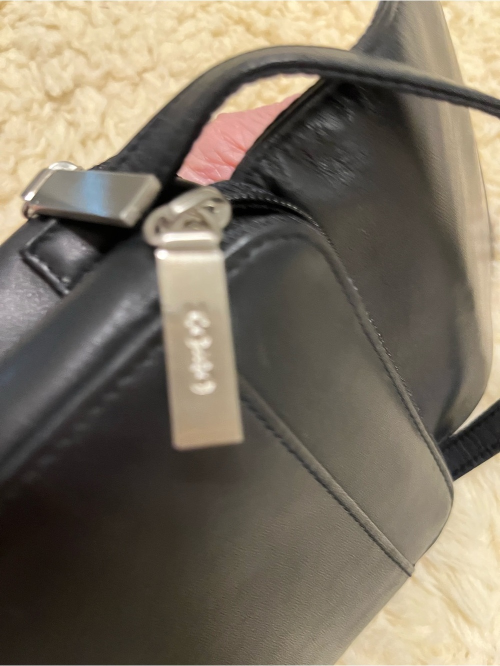 HOBO Black Leather Crossbody Bag with Silver Hardware